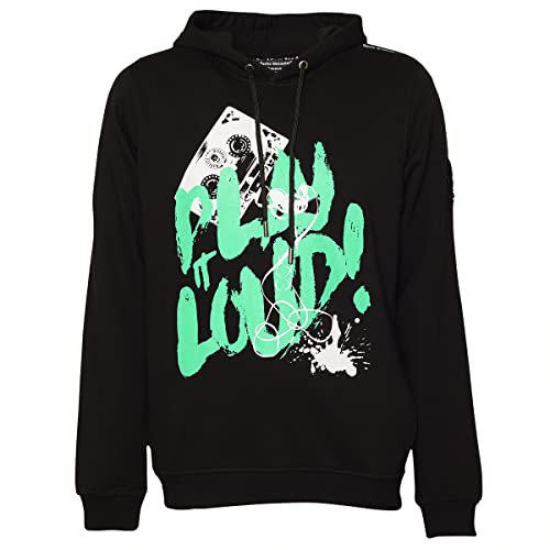 Roberto Geissini Herren Hoodie - Play it Loud - Black/Green 2XL von Roberto Geissini