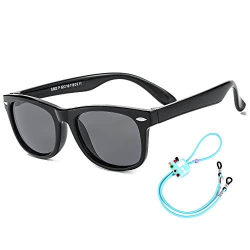 Rocf Rossini Kinder Sonnenbrille Flexibel Polarized Shades Mädchen Jungen UV-Schutz Brillen für Alter 2-8 (Schwarz) von Rocf Rossini