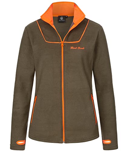 Rock Creek Damen Fleecejacke warm Übergangsjacke Windbreaker Fleece Jacken Outdoorjacke Stehkragen Damenjacke Teddyfleece Sweatjacke Pullover D-473 Dunkelgrün L von Rock Creek