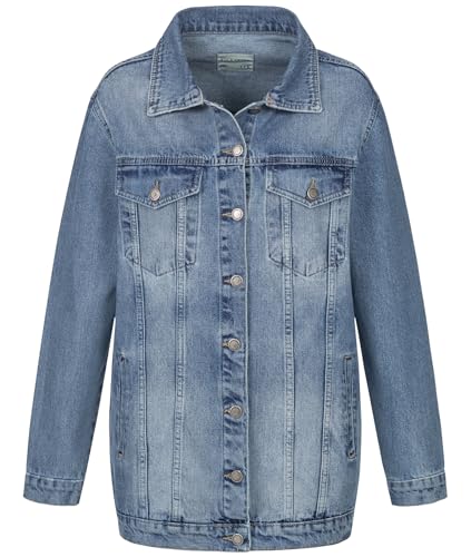 Rock Creek Damen Jeans Jacke Übergangs Jacke Denim Blouson Stretch Lang Boyfriend Jeansjacken Urban Stonewash D-480 Hellblau XS von Rock Creek