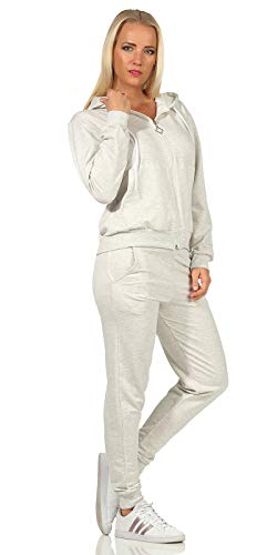 Rock Creek Damen Jogginganzug Freizeitanzug Sportanzug Frauen Trainingsanzug Sweatshirt Pulli Basic Hose Fitnessanzug Kapuzenjacke D-459 Hellgrau 3XL von Rock Creek