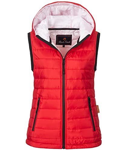 Rock Creek Damen Weste Steppweste Übergangsweste Leicht Damenweste Frauen Westen Stepp Westen mit Kapuze Daunenweste Thermoweste D-479 Rot XS von Rock Creek