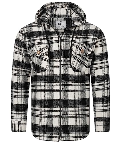 Rock Creek Herren Hemd Kariert Kapuzenhemd Karohemd Herrenhemd Flanell Hemden Holzfällerhemd Übergangsjacke Langarm Kariert Winter H-335 Schwarz M von Rock Creek