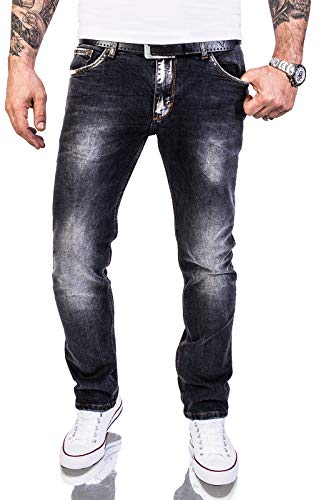 Rock Creek Herren Jeans Hose Regular Slim Stretch Jeans Herrenjeans Herrenhose Denim Stonewashed Basic Stretchhose Raw RC-2143 Schwarz W34 L30 von Rock Creek