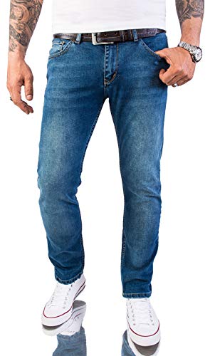 Rock Creek Herren Jeans Hose Slim Fit Stretch Jeans Herrenjeans Herrenhose Denim Stonewashed Blau Raw RC-2147 Dabuwall W34 L32 von Rock Creek