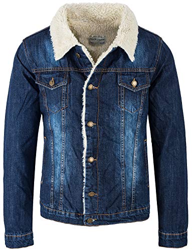 Rock Creek Herren Jeansjacke Winterjacke Teddyfutter Herrenjacke Herren Winter Jacken Teddyfellkragen Parka Warm Bomberjacke H-217 Dunkelblau L von Rock Creek