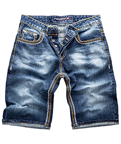 Rock Creek Herren Shorts Jeansshorts Denim Short Kurze Hose Herrenshorts Jeans Sommer Hose Dicke Nähte Bermuda Hose RC-2077 Dunkelblau W30 von Rock Creek