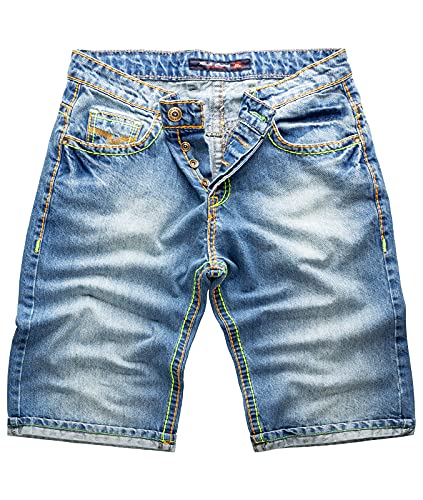 Rock Creek Herren Shorts Jeansshorts Denim Short Kurze Hose Herrenshorts Jeans Sommer Hose Dicke Nähte Bermuda Hose RC-2078 Blau W32 von Rock Creek