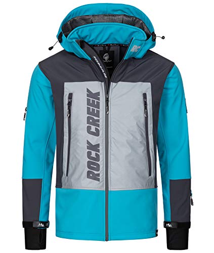 Rock Creek Herren Softshell Jacke Outdoor Jacke Windbreaker Übergangsjacke Anorak Kapuze Regenjacke Winterjacke Herrenjacke Jacket H-238 Himmelblau 4XL von Rock Creek