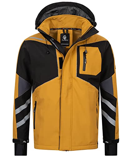 Rock Creek Herren Softshell Jacke Outdoor Jacke Windbreaker Übergangsjacke Anorak Kapuze Regenjacke Winterjacke Herrenjacke Jacket H-287 Maisgelb 3XL von Rock Creek