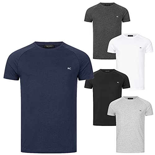 Rock Creek Herren T-Shirt 5er-Set Basic V Ausschnitt Shirts Rundhals Sommer T-Shirts Kurzarm Casual Logo T-Shirt Pack Freizeitshirt Hemd H-274 3XL von Rock Creek