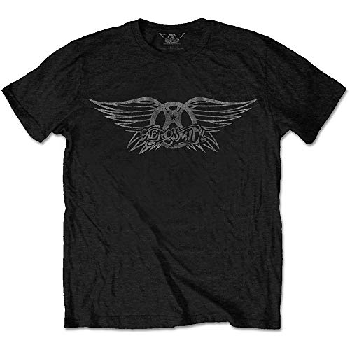 Black Aerosmith Classic Logo offiziell Männer T-Shirt Herren (Large) von Rock Off