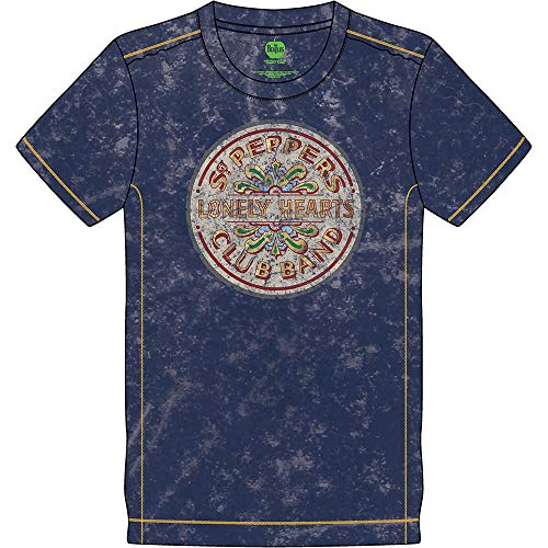 Blue Snow Wash The Beatles SGT Pepper Drum offiziell Männer T-Shirt Herren (X-Large) von Rock Off