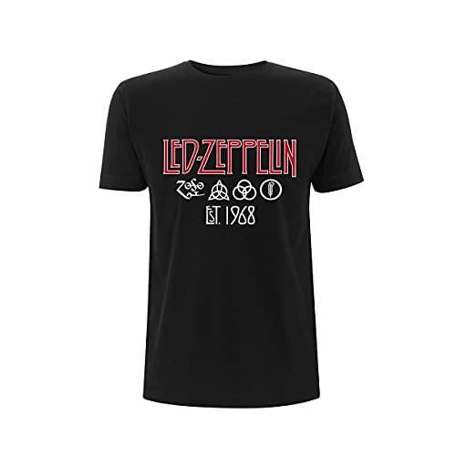 Led Zeppelin Symbols Est 68 Black offiziell Männer T-Shirt Herren (Large) von Rock Off