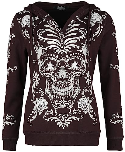 Rock Rebel by EMP Damen dunkelroter Kapuzenpullover mit Día de los Muertos Print L von Rock Rebel by EMP