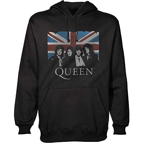 Rockoff Trade Herren Queen Vintage Union Jack Pullover Kapuzenpullover, Schwarz (Black Black), L von Rockoff Trade