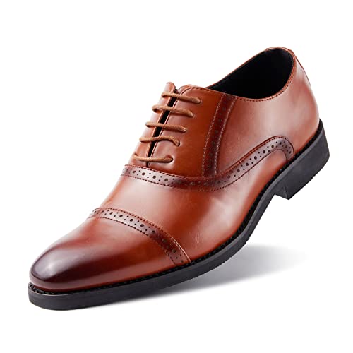 Rodawu Herren Anzugschuhe Schnürhalbschuhe Business Lederschuhe Oxford Derby Schuhe Hochzeit Schuhe Gelbbraun 41 von Rodawu