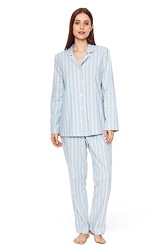 Rösch Pyjama Winterwarm im Herrenhemdstil Flanell 100% Baumwolle 1233550 36 Check Aqua von Rösch