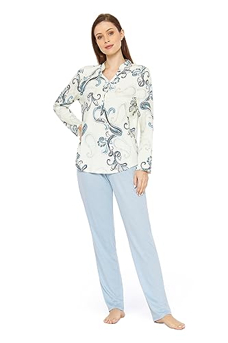 Rösch Pyjama mit Paisleydruck Hellblau Baumwolle/Modal 1233616 42 Paisley von Rösch