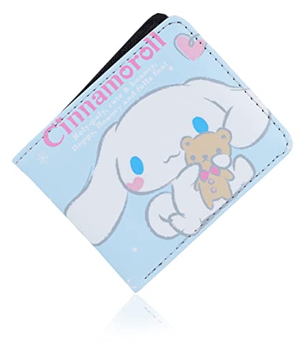 Roffatide Anime Cartoon Niedlich Cinnamoroll Hund Kunstleder Schlank Bi-Fold Mehrzweck Kurze Geldbörse Kompakte Größe von Roffatide