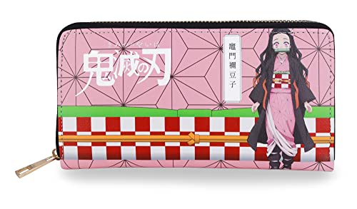 Roffatide Anime Demon Slayer Wallets Kamado Nezuko Zipper Wallet Faux Leather Long Wallet for Women Men Ladies Purse von Roffatide