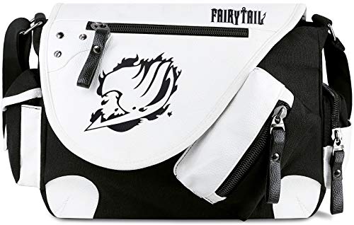 Roffatide Anime Fairy Tail Umhängetasche Kuriertasche Leinwand Schultertasche Klappe Kunstleder Schulranzen Schultasche von Roffatide