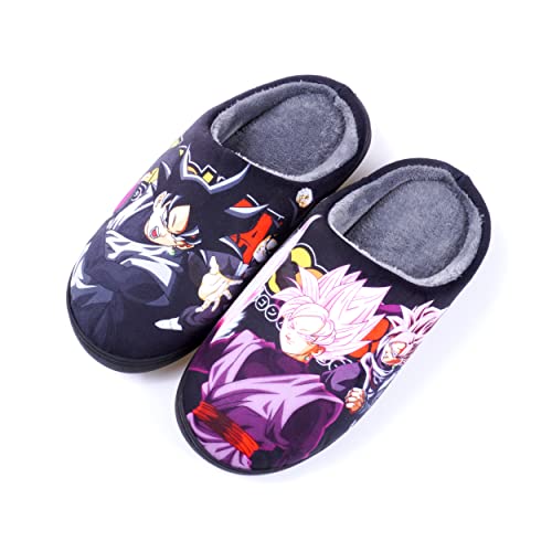 Roffatide Anime Fuzzy Hausschuhe Goku Black Geschlossene Zehe offen zurück Hausschuhe mit Gummisohle Hausschuhe rutschfest Indoor Plüsch Schuhe für Frauen Männer Euro 38-39 von Roffatide