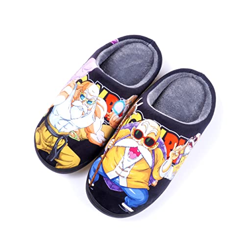 Roffatide Anime Fuzzy Hausschuhe Master Roshi Geschlossene Zehe offen zurück Hausschuhe mit Gummisohle Hausschuhe rutschfest Indoor Plüsch Schuhe für Frauen Männer Euro 44-45 von Roffatide