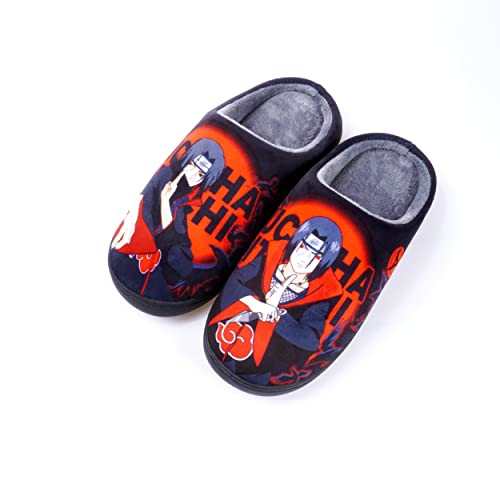 Roffatide Anime Fuzzy Itachi Hausschuhe Geschlossene Zehe offen zurück Hausschuhe mit Gummisohle Hausschuhe rutschfest Indoor Plüsch Schuhe für Frauen Männer Euro 42-43 von Roffatide
