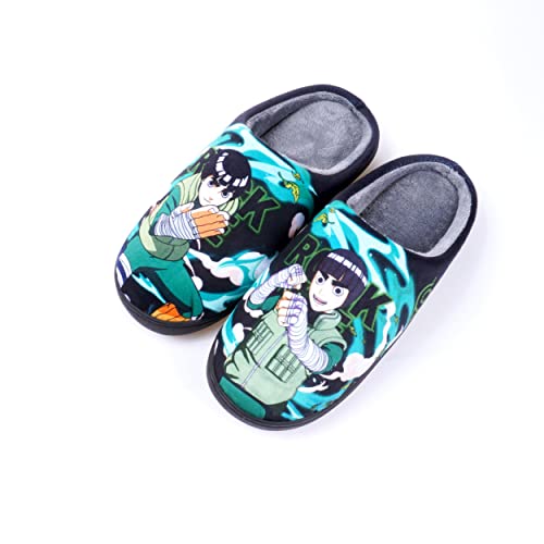 Roffatide Anime Fuzzy Rock Lee Hausschuhe Geschlossene Zehe offen zurück Hausschuhe mit Gummisohle Hausschuhe rutschfest Indoor Plüsch Schuhe für Frauen Männer Euro 38-39 von Roffatide
