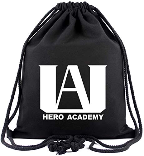 Roffatide Anime My Hero Academia MHA Kordelzugbeutel Bedruckter Sportsackpack Leinenbeutel Rucksack mit Kordelzug Schwarz von Roffatide