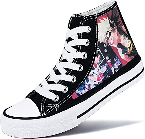 Roffatide Anime My Hero Academia Sneakers High Top Canvas Schuhe Freizeitschuhe Walkingschuhe Skateboardschuhe Schwarz A Unisex 39 von Roffatide