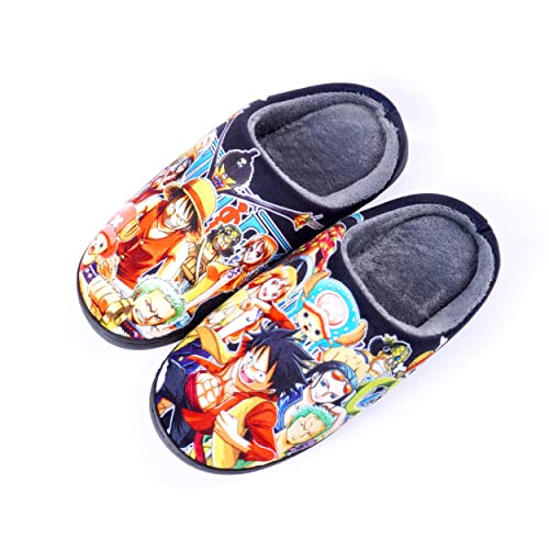Roffatide Anime One Piece Fuzzy Hausschuhe Luffy Geschlossenen Zehen offen zurück Hausschuhe mit Gummisohle Hausschuhe nicht rutschen für Frauen Männer Euro 40-41 von Roffatide