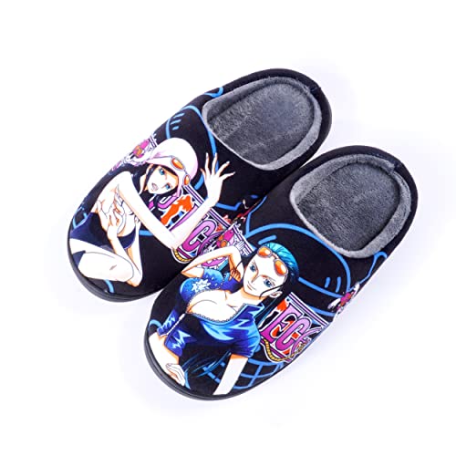 Roffatide Anime One Piece Fuzzy Hausschuhe Nico·Robin Geschlossene Zehe offen zurück Hausschuhe mit Gummisohle Hausschuhe rutschfest Indoor Plüsch Schuhe für Frauen Männer Euro 42-43 von Roffatide