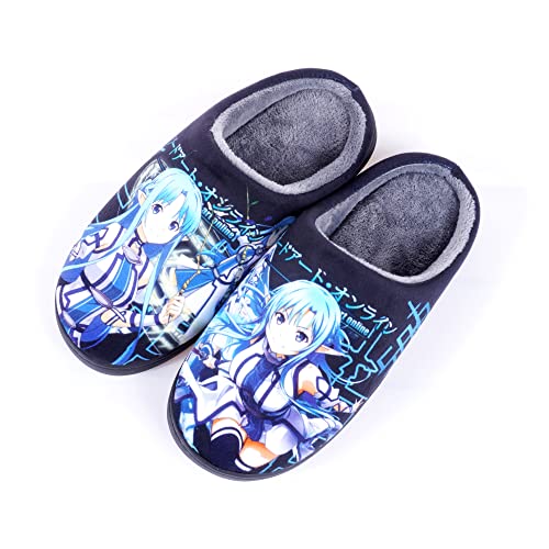 Roffatide Anime Sword Art Online Fuzzy Hausschuhe Yuuki Asuna Geschlossene Zehe offen zurück Hausschuhe mit Gummisohle Hausschuhe rutschfest Indoor Plüsch Schuhe für Frauen Männer Euro 38-39 von Roffatide