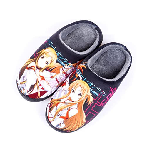 Roffatide Anime Sword Art Online Fuzzy Hausschuhe Yuuki Asuna Geschlossene Zehe offen zurück Hausschuhe mit Gummisohle Hausschuhe rutschfest Indoor Plüsch Schuhe für Frauen Männer Euro 42-43 von Roffatide