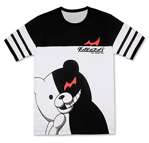 Roffatide Anime T-Shirt für Danganronpa Monokuma T-Shirt für Männer 100% Baumwolle T-Shirt mit Rundhalsausschnitt Bedruckte Kurzarm-T-Shirts Weiß XXL von Roffatide