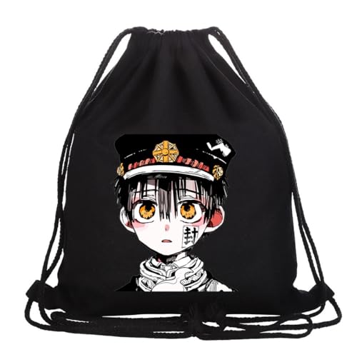 Roffatide Anime Toilet Bound Hanako Kun Drawstring Tasche Bedruckter Sportrucksack Segeltuch Kordelzug Rucksack String Tasche Schwarz A von Roffatide