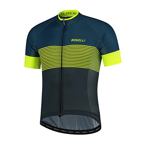 Rogelli Boost Radtrikot Herren - Fahrradtrikot Kurzarm - Blau/Fluorgelb - Größe M von Rogelli