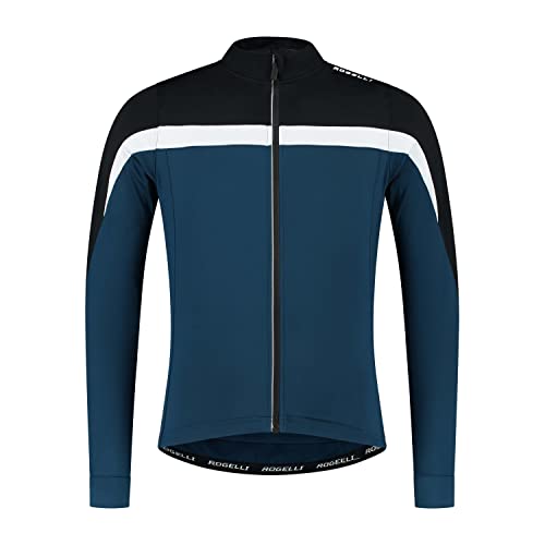 Rogelli Course Fahrradtrikot Herren - Radtrikot Herren Langarm - Rennrad Trikot - Schwarz/Blau/Weiß - Größe L von Rogelli