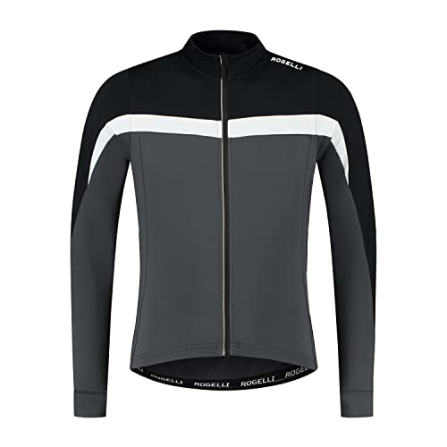 Rogelli Course Fahrradtrikot Herren - Radtrikot Herren Langarm - Rennrad Trikot - Schwarz/Grau/Weiß - Größe 2XL von Rogelli