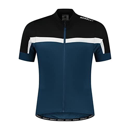 Rogelli Course Radtrikot Herren, Fahrradtrikot Kurzarm, Rennrad Trikot, Atmungsaktive, Radsport Shirt - Schwarz/Blau, M von Rogelli