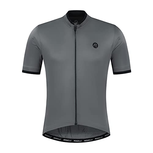 Rogelli Essential Radtrikot Herren, Fahrradtrikot Kurzarm, Rennrad Trikot, Atmungsaktive, Radsport Shirt - Graphit, L von Rogelli