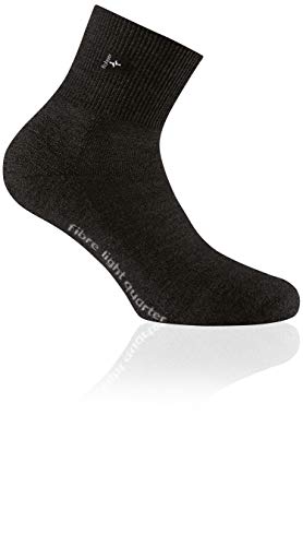 Rohner Fibre Light Quarter Schwarz - Merino Funktionelle komfortable Outdoorsocken, Größe EU 42-44 - Farbe Schwarz von Rohner Socken