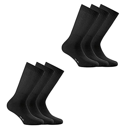 Rohner Basic Sport Socken 6 PAAR, Unisex Tennissocken (39-42, Schwarz) von Rohner