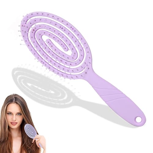 Detangler Bürste, Haarbürste Ohne Ziepen Haarbürste Entwirrbürste Haarbürste Damen Hair Brush, mit Flexibler Spiralfeder Geeignet FüR Die Kopfhautmassage Ohne Haare Zu Ziehen (Taro Purple) von Roinaid