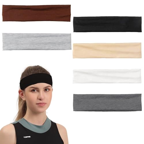 Roinaid 6 Stück Haarband Damen Stirnband Damen Haarbänder Damen Haarbänder Stirnband Damen dünn Sport-Stirnbänder, elastische Schweiß-Yoga Haarbänder Rutschfestes Weiches Dünnes Stirnband. von Roinaid