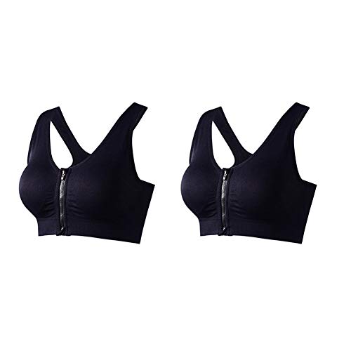 Rojeam Damen Sport BH Mit Reißverschluss Frauen Büstenhalter Trainieren Bustier Fuer Yoga Joggen BH Bustiers Tops Schwarz + Schwarz M von Rojeam