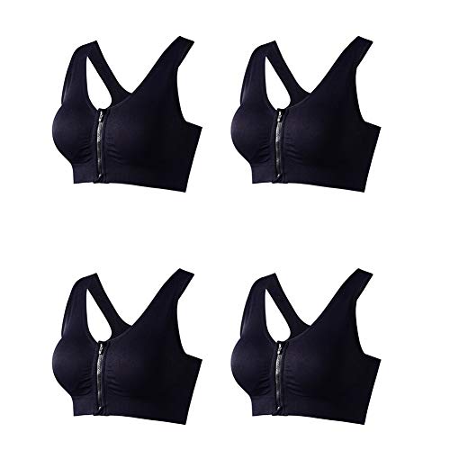 Rojeam Damen Sport BH Mit Reißverschluss Frauen Büstenhalter Trainieren Bustier Fuer Yoga Joggen BH Bustiers Tops Schwarz X 4 M von Rojeam