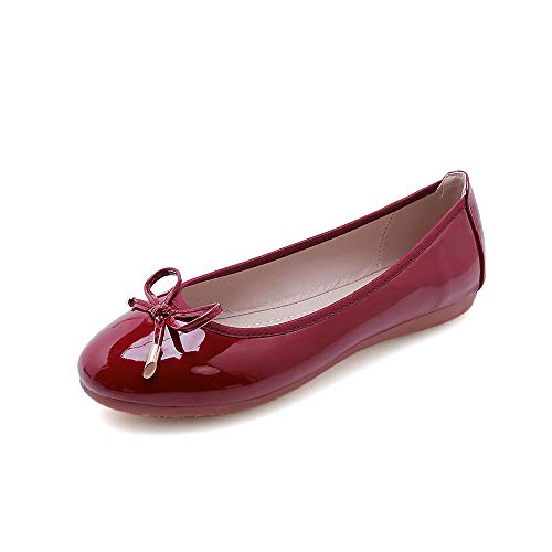 Rojeam Frauen Classic Flats Schuhe mit Fliege Ballett Slip On(B: Rot,36 EU) von Rojeam